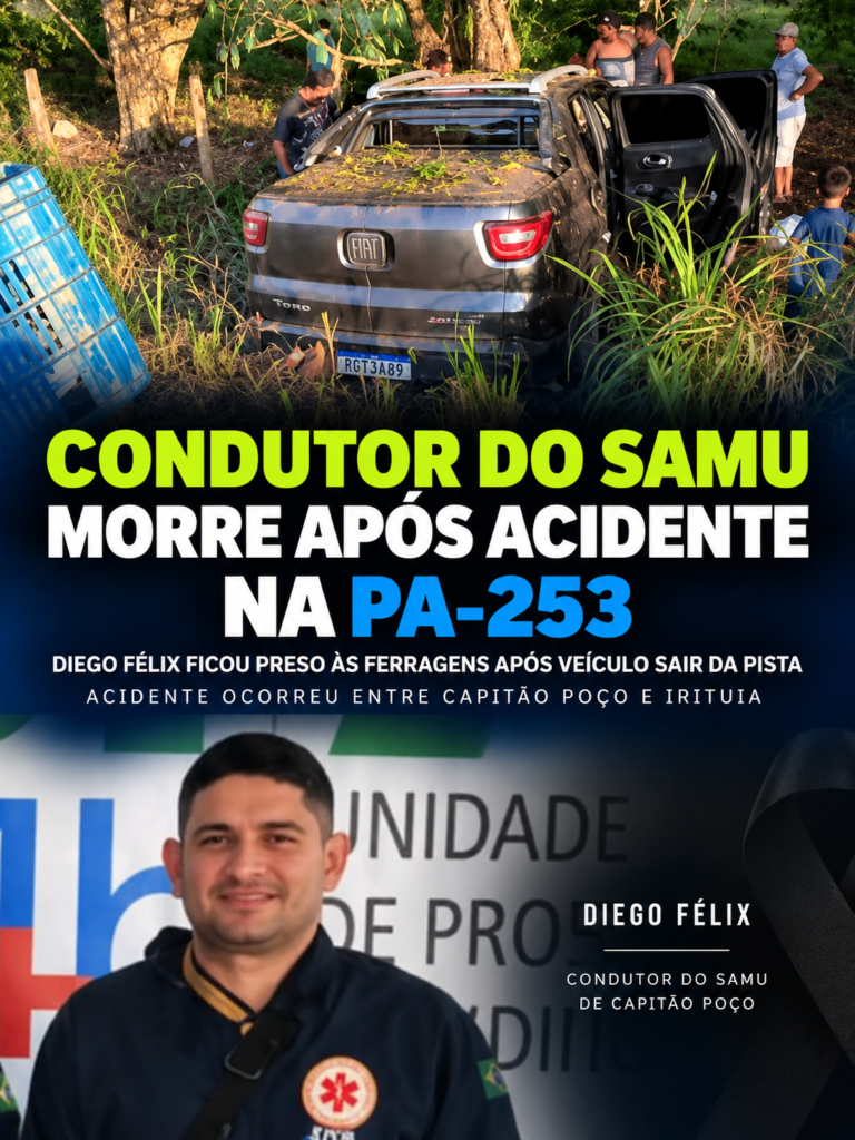 Condutor do SAMU morre após grave acidente na PA-253, entre Capitão Poço e Irituia
