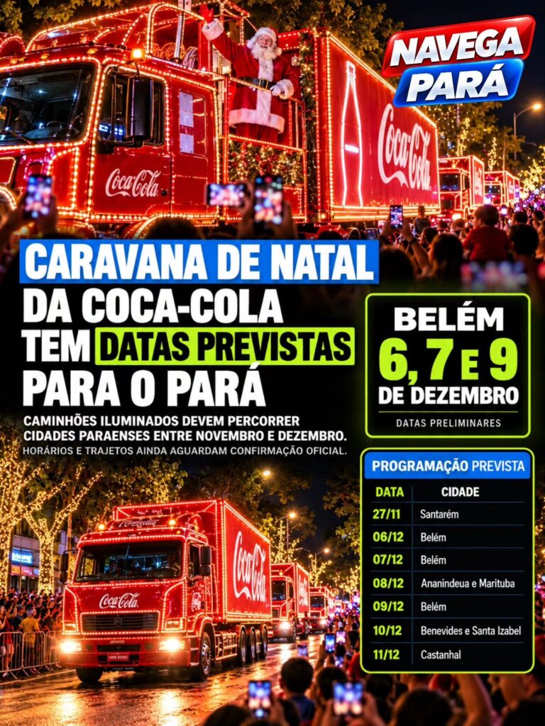 Caravana de Natal da Coca-Cola tem datas previstas para passar por Belém e outras cidades do Pará; confira